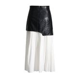 Dadizhimu Elegant Niche Design 2025 Summer New High-Waist Temperament Fashion Splicing 100 Folded Half-Dressed Half-Dressed