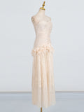 Dadizhimu Spring Collared Braid Slim Three-Dimensional Flowers With A Hip Bandage Dress Woman