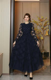Dadizhimu French High-End Sweet Temperament Tea Break Dress With Thin Waist Thin Lace Wood Ear Dress Green