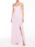 Dadizhimu Style Dress 2025 New Temperament Pure Color Folding Open Fork Design Sexy Long Dress