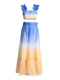 Dadizhimu Holiday Wind Two-Piece Set Of 2025 Spring New Fashion Gradient Short Vest Waist Thin Half Skirt Suit Woman