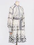 Dadizhimu Temperament 2025 Spring New Fashion Straight Lantern Sleeves To Collect Waists And Slim Floral Dresses