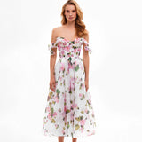 Dadizhimu New High-End Sexy Shoulder Strap Sling Skirt Female Sense Print Large Swing Long Dress