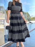 Dadizhimu 2025 New French Retro Heavy Industry Embroidery Stand To Receive The Waist Show Thin Dress Women's Evening Dress Dress