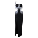 Dadizhimu Women's Temperament High-End Heavy Industry Tud Tuxedo Sexy Open Fork Pure Desire Hanging Dress Dress Dress Dress Dress