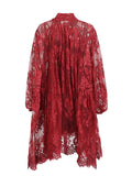 Dadizhimu Beauty Tea Break Dress 2025 Spring New Hollow Lace Loose Swing Long Sleeve Ribbon Dress Dress Woman