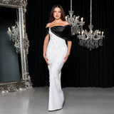 Dadizhimu Women's Thin Dress Dress Dress Watery Shoulder Elegant Temperament Banded Evening Dress Dress