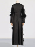 Dadizhimu Elegant Dress 2025 Spring New Splicing Feather Flower Temperament Slim Slim Dress Dress Woman