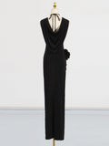Dadizhimu Wind Hanging Neck Dress Dress 2025 New Niche Metal Buckle Decoration Slimming Long Dress Woman