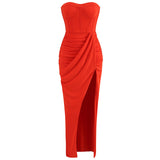 Dadizhimu Sexy Chest-Length Back Dress With Wrinkled Open Fork Dress Dress