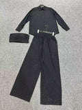 Dadizhimu Spring And Summer New Shirt + Breasts + Tight Waist Trousers Hot Three-Piece Suit Woman