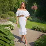 Dadizhimu Temperament Suit Women 2025 Early Spring New Design Embroidery One-Word Shoulder Coated Hip Skirt Two Sets