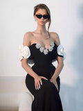 Dadizhimu New Dating Show Bride Long-Word Shoulder Thanking Banquet Evening Decoration Fishtail Skirt Banded Evening Dress