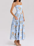 Dadizhimu Sexy Print Sling Dress Summer Bodydressed Long Dress Temperament High-End Summer Beautiful Dress