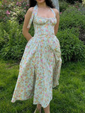 Dadizhimu Sexy Women's Broken Flowers Hanging Neck Dress Spring And Summer Women's High-End Feeling Body Out-Back Resort Style Long Skirt
