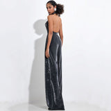 Dadizhimu Personalized Street Women's High-Waisted Silver Trousers Wide Leg Trousers Party Party Dress Woman