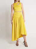 Dadizhimu Two-Piece Set 2025 Summer New Sexy Wrapped Breast Shirt + Folded Waist Half-Dressed Woman