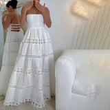 Dadizhimu Temperament Casual Dress Spring 2025 New Fashion High-End Embroidery Hollow Bra Dress Female Trend