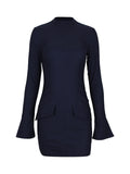 Dadizhimu Women's Autumn And Winter New Sexy Dress Long-Sleeved Dress Tights Hip Skirt Skirt Short Skirt Hottie