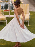 Dadizhimu Women's Summer Wear High-Grade Fish Bone Thoracic Dress Pure Style Hot Girl Repair In The Back Of The Long Dress