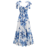 Dadizhimu Fashion Sexy Print Sling Skirt Crumm Flower Back Strap Women's High-End Swing Dress