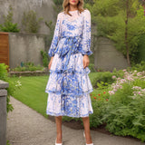 Dadizhimu Temperament Elegant Dress 2025 Spring New Fashion Printed Lantern Sleeves With High-End Feel Dress Women's Trend