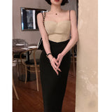 Dadizhimu Bone Thoracic Dress Women Summer Tight Body Chic Slings Niche Design Hepburn Wind Gibe Waist Skirt Party Dress Dress
