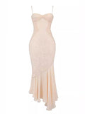 Dadizhimu Lace Folded Sling Dress Design Small Fishtail Dress Seaside Holiday Mermaid Dress