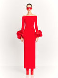 Dadizhimu Autumn And Winter Women Fashion Sexy Collar Long Sleeve Flower Sleeve Open Dress Bandage Dress