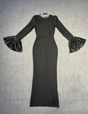 Dadizhimu Heavy Industry Drill Long Sleeve Heavy Industry Bandage Dress Autumn Winter Banquet Party Party Dress