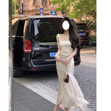 Dadizhimu Dingy U Tie Dress Femininity Design Fishtail Long Dress Dress Dress Dress