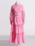 Dadizhimu Retro High-End Two Sets Of 2025 Spring New Hollow Lace Top High Waist Half Skirt Suit Woman