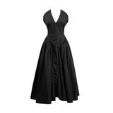 Dadizhimu Hottie Wind Deep V-Neck Hanging Neck Strap Design Dress 2025 New Slim Long Dress Woman