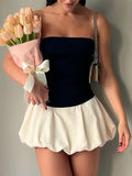 Dadizhimu Bra Splicing Back Showing Thin Flower Bud Dress Lantern Ponky Pure Wind Summer Beautiful Little Dress
