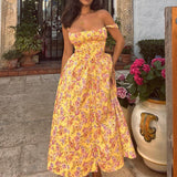 Dadizhimu Women's Dress Dress Sling Skirts With Sweet And Spicy Long Skirts Summer Floral Dress
