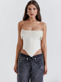 Dadizhimu Babes Wear Women's Pearl Bras Fish Bone Corset T-Ribs Corset T-Mearly Umbilly Blouse