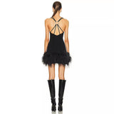 Dadizhimu Brand Light Luxury Heavy Llcter Hair Sexy Body Cross-Dressed Hottie Sling Dress Sling Dress Slew Banding Skirt New
