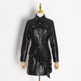 Dadizhimu Temperament Set Women's Two-Sleeves Of Leather 2025 Spring New High-End Wood Ears Half-Sweared Dresses For Women
