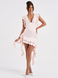 Dadizhimu Deep V Irregular Fish Bone Bag Ass Skirt Tight Pure Desire To Design French Dress With A High Sense Of The Top Of The Fassy