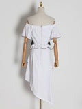 Dadizhimu Irregular Dress 2025 Summer New Fashion Shoulder High-End Hollow Dress Dress Women's