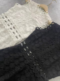 Dadizhimu Sexy Hollow Water-Soluble Flower Body Sleeveless Fork Short-Sleeved Dress Long Dress New Spring And Summer