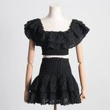 Dadizhimu Spring High-End New French Temperament Short Top High Waist Short Skirt Sexy Two-Set Suit Female Trend