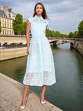 Dadizhimu Temperament High-End Long Dress 2025 Spring New Collar Perspective Hollow Design Slim Dress Woman