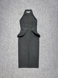Dadizhimu Fashion New Black Sleeveless Banded Knitted Dress Open Waist Small Black Dress