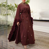 Dadizhimu Woman Light Luxury Dress 2025 Spring New Personalized Mesh Mole Side Loose Swing Dress Women's Style
