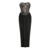 Dadizhimu Sexy Lace Dress Temperament With Chest Sticks Wearing Fish Bone Party Dress Dress