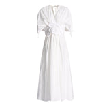 Dadizhimu Elegant Windy High-Waisted Dress Dress 2025 New V-Neck Collage Flower Design Long Dress Dress Woman