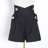 Dadizhimu New Fashion Design Sense Splicing Belt Wearing Loose High Waist Thin Casual Style Shorts Women's Clothing