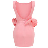 Dadizhimu Three-Dimensional Flower Party Dress Short Dress Women's Sexy Pink Bare Sleeveless Dress