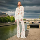 Dadizhimu Temperament Commuting Wind 2025 New Embroidery Perspective Shirt + High-Waisted Trouser Suit Women's Tide